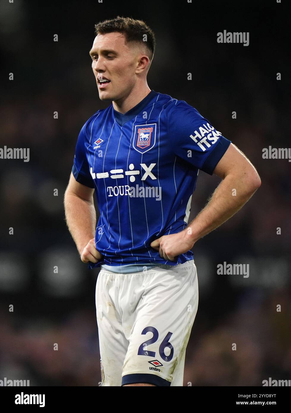 Ipswich Town's Dara O'Shea looks dejected after the Premier League