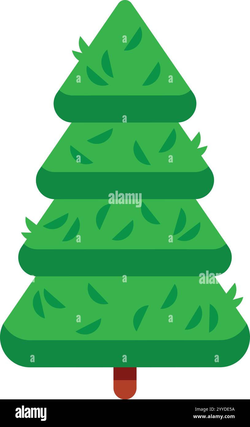 Triangular Winter Tree Cartoon Minimalist illustration of a Christmas tree with triangular layers ...