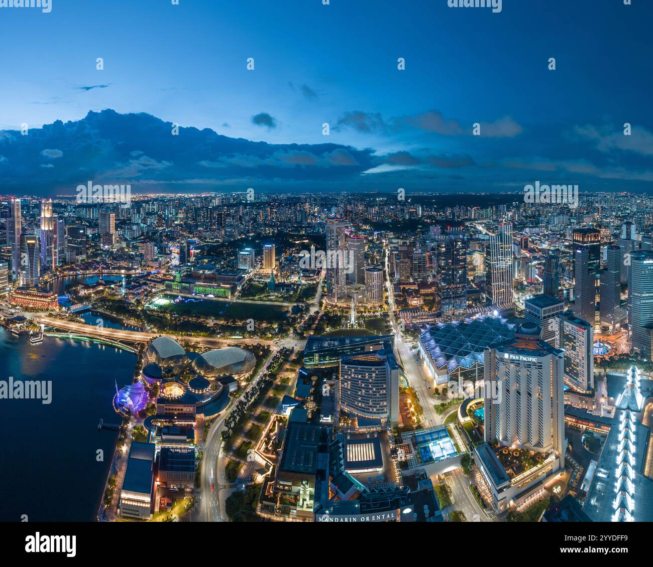 Aerial view night view singapore harbour hi-res stock photography and ...