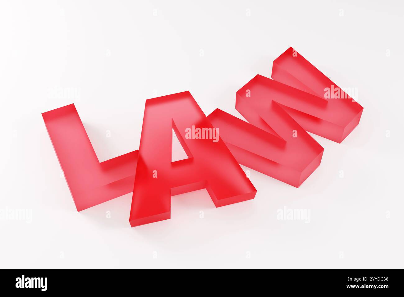 3d render sign law made by red glass and light background. Simple ...