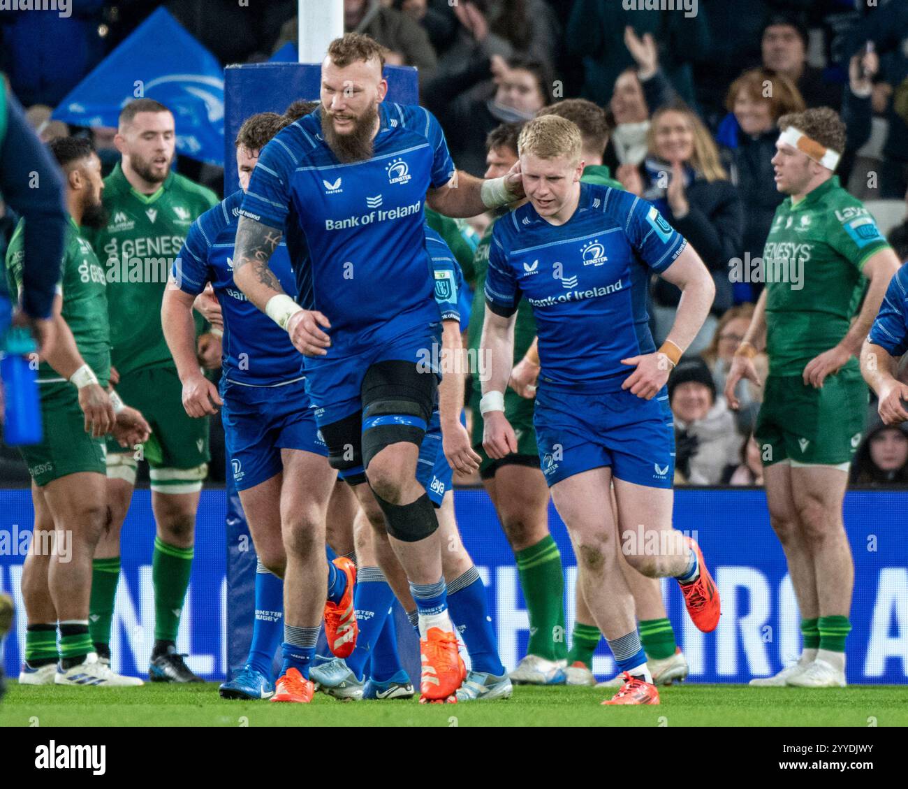 Dublin, Ireland. 21st Dec, 2024. Andrew Osborne of Leinster celebrates ...