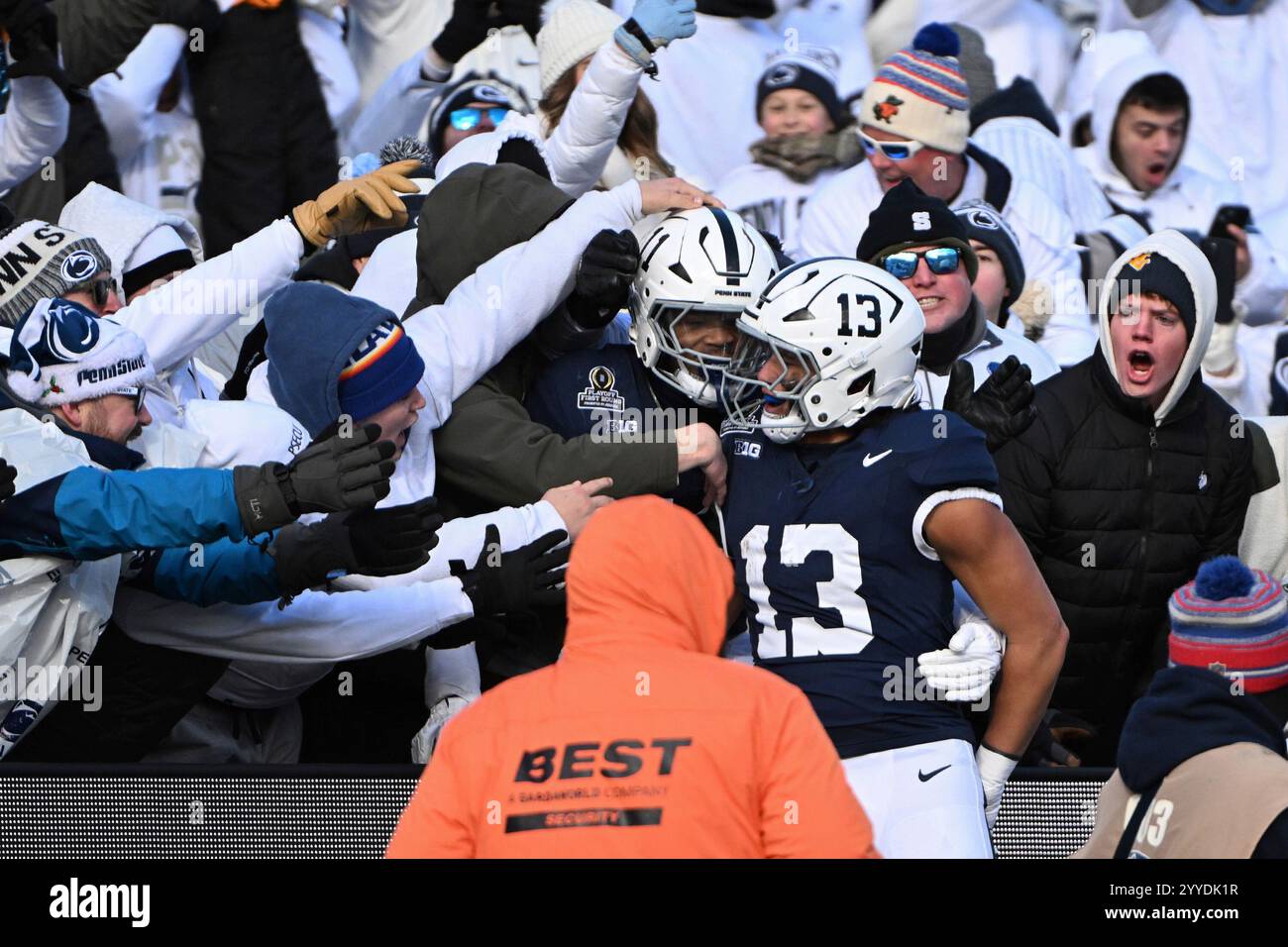 Penn State linebacker Tony Rojas celebrates an interception for a ...