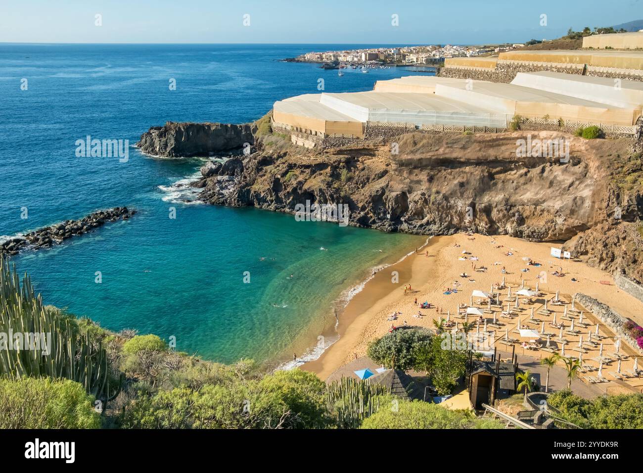Top view of Playa Abama beach in Tenerife, Canary Islands, Spain Stock Photo