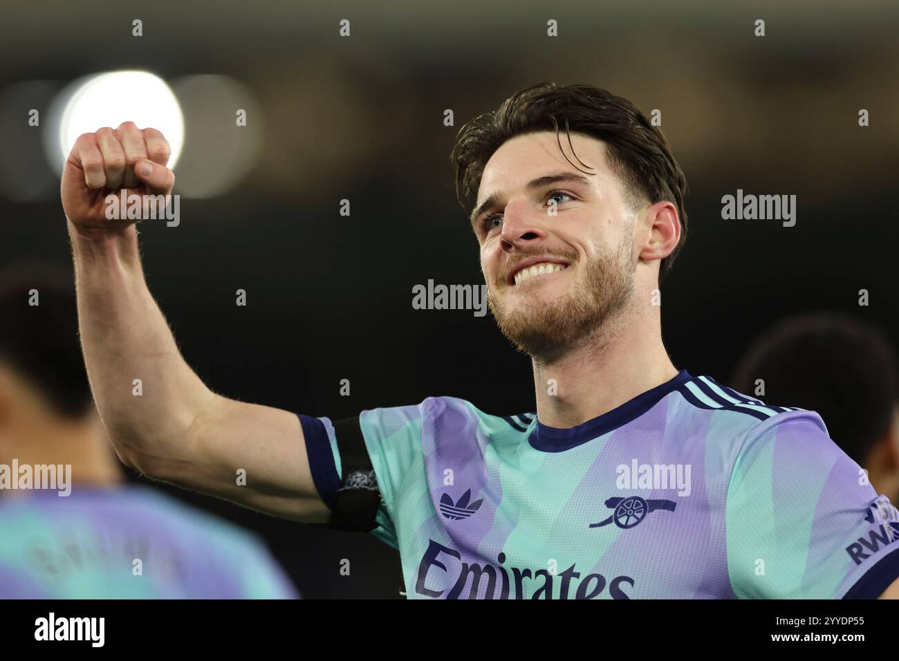 Arsenal's Declan Rice celebrates after scoring his side's fifth goal ...