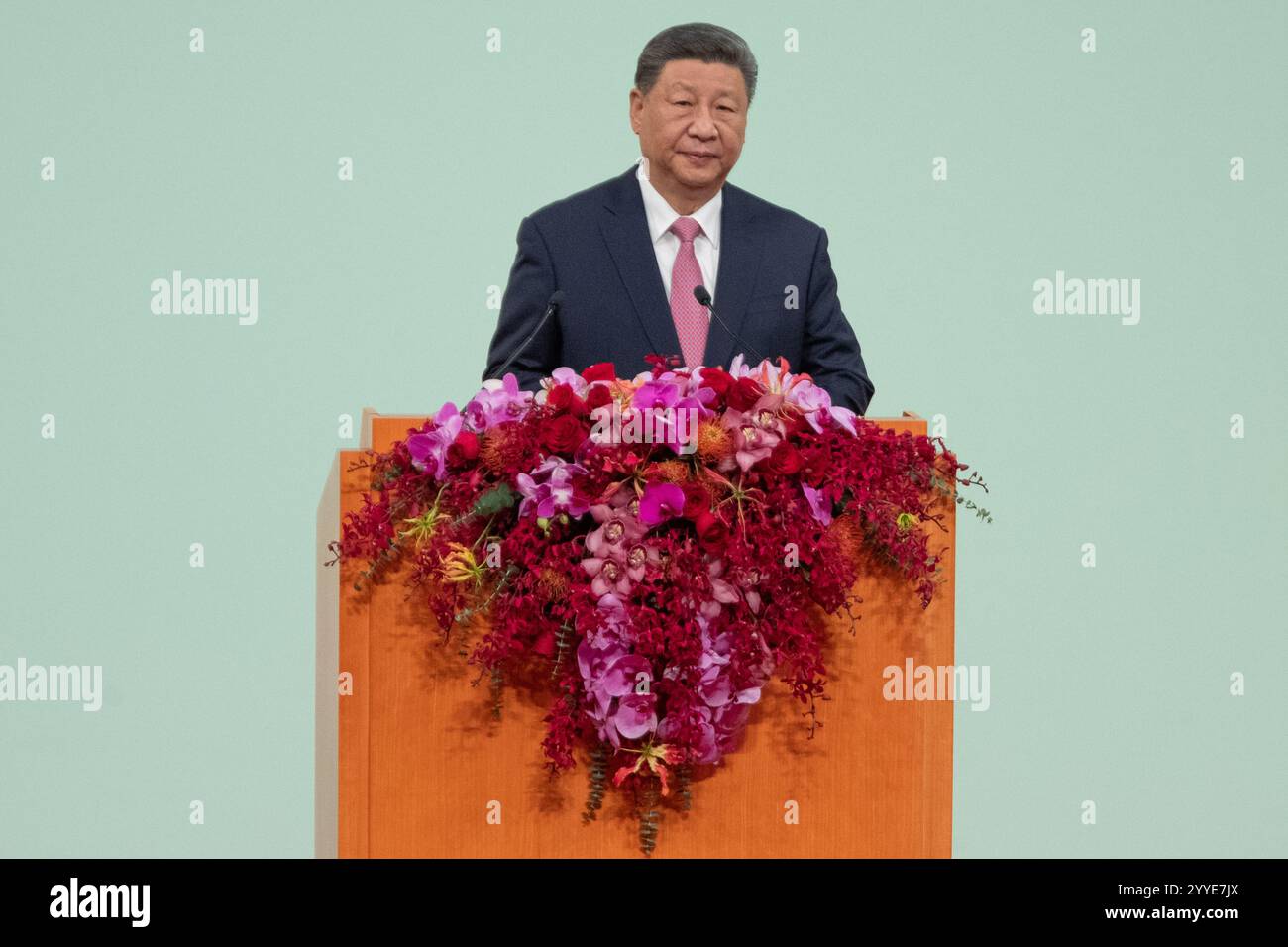 Chinese President Xi Jinping delivers a speech during an inauguration