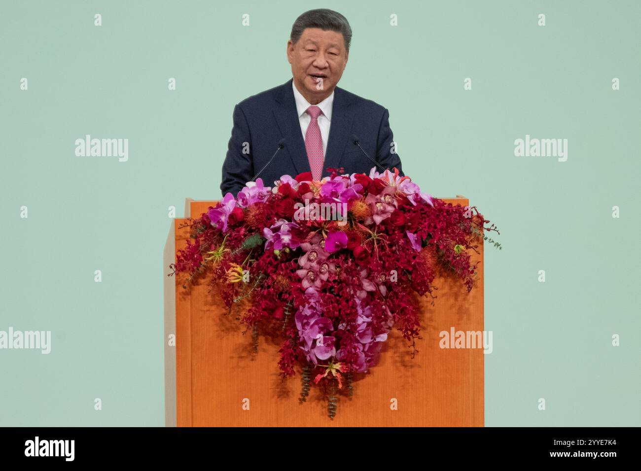 Chinese President Xi Jinping delivers a speech during an inauguration