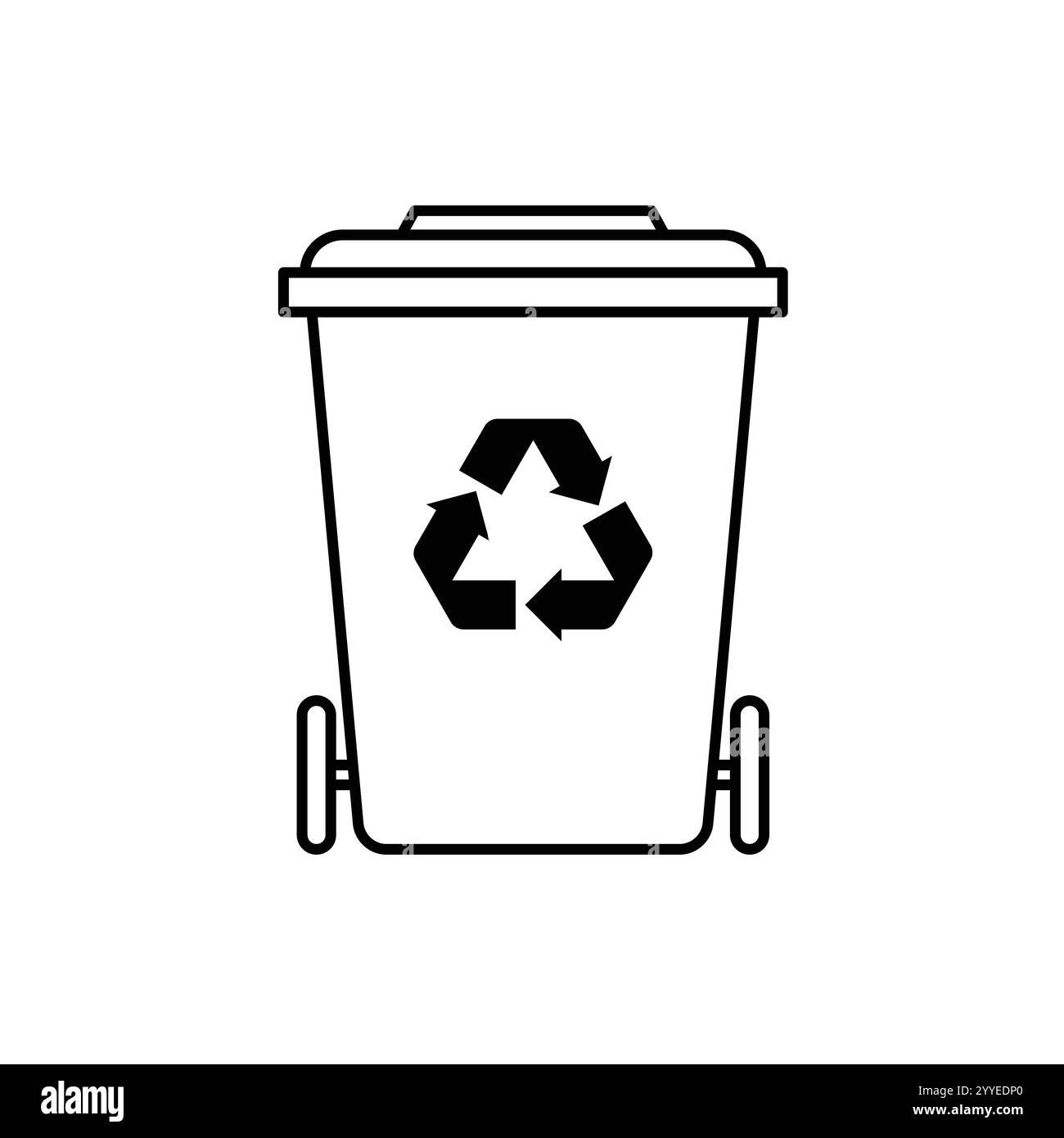 Wheelie bin outline icon. Waste clipart isolated on white background Stock Vector