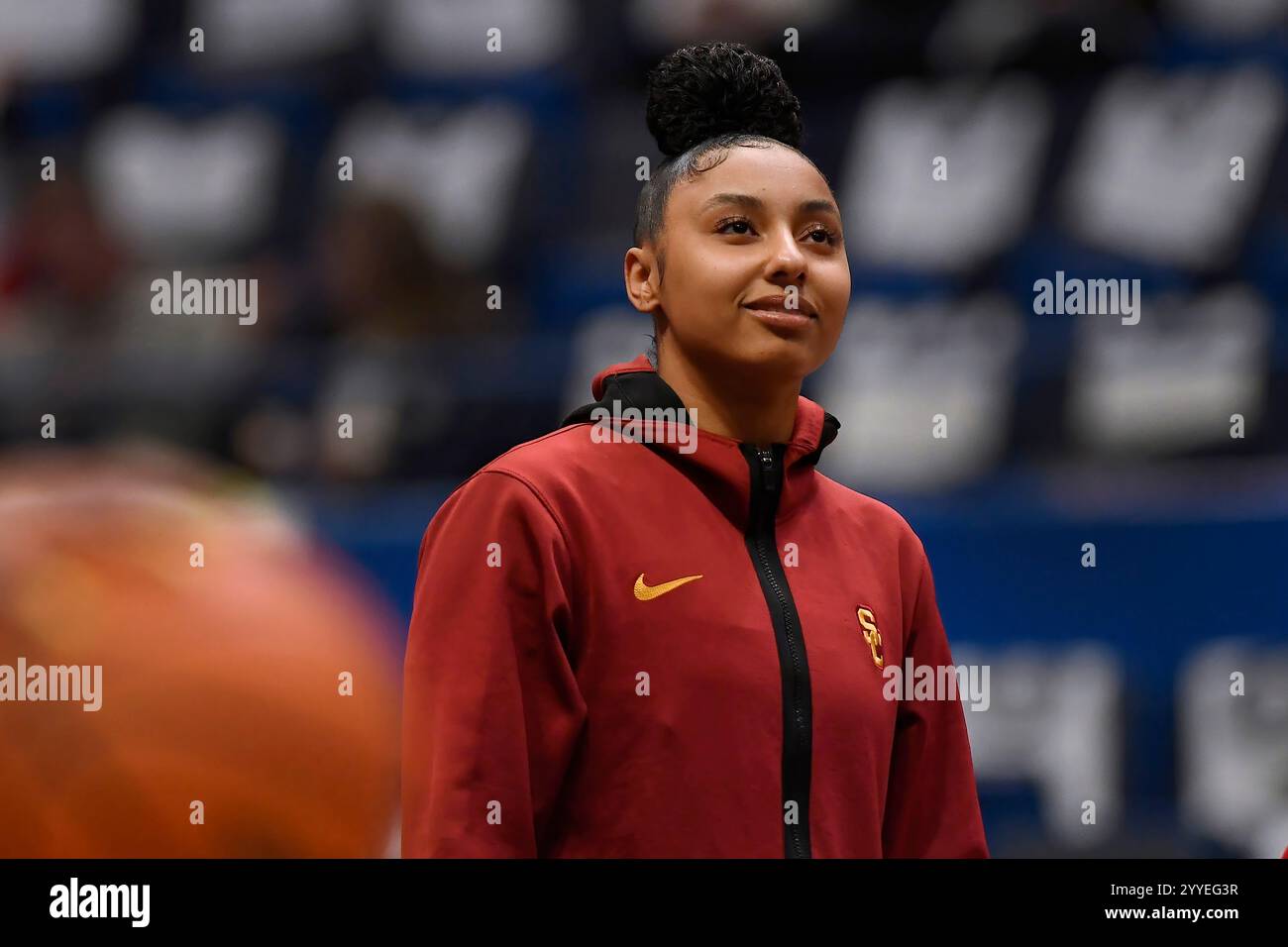 USC guard JuJu Watkins warms up before an NCAA college basketball game