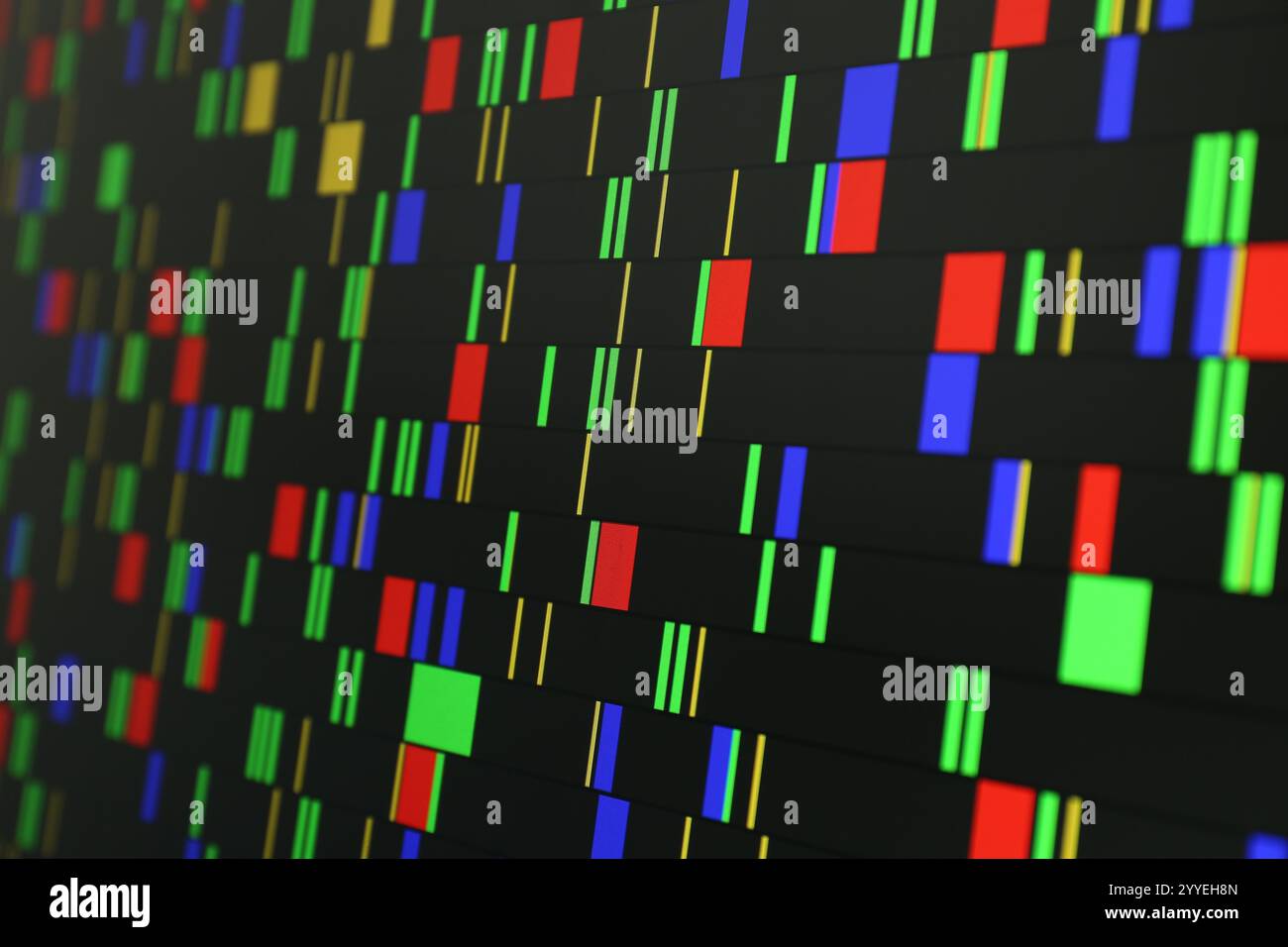DNA analysis. Data with genetic information as background, closeup ...