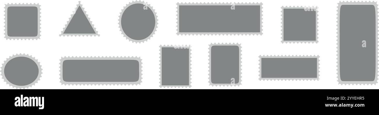 Vintage postage stamp with perforated edges and blank template. Classic ...
