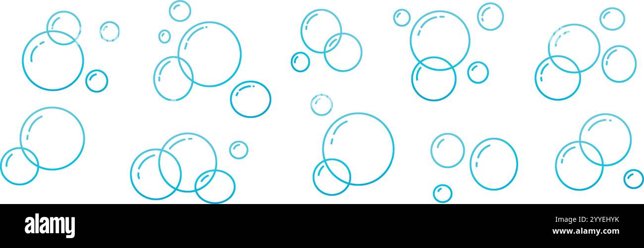 Hand drawn doodle of soap bubbles and foam in the air, bath or soda ...