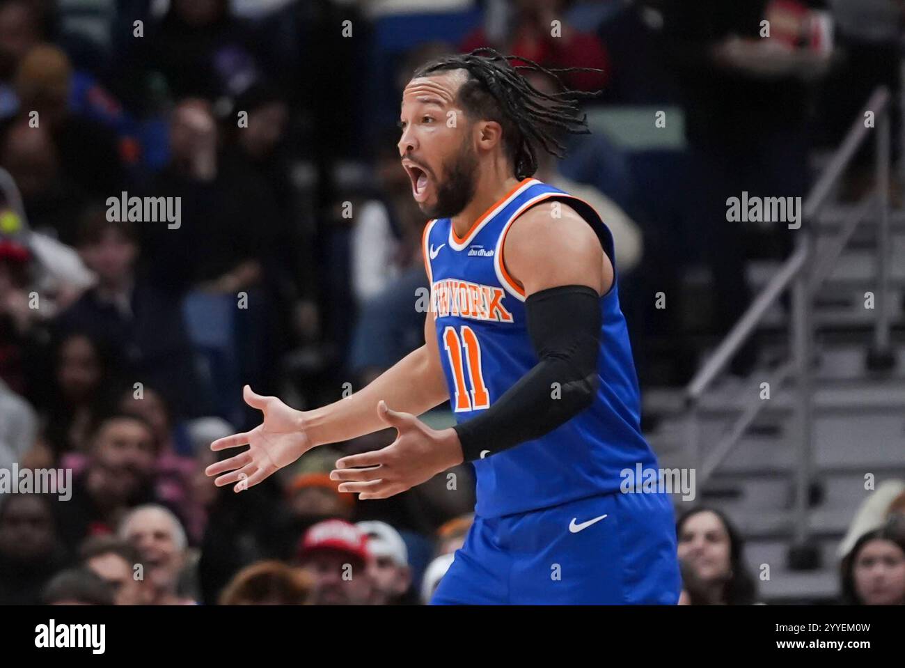 New Orleans Pelicans guard Brandon Boston (11) reacts after a foul was