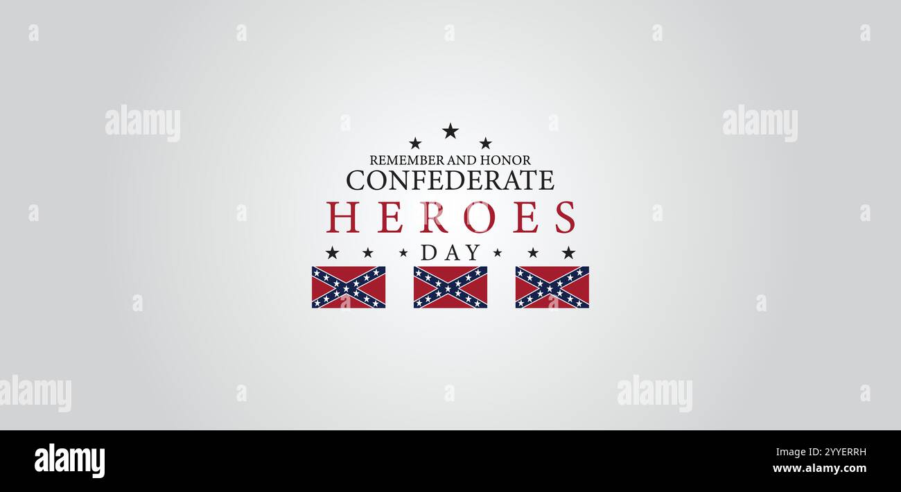 Remembering Confederate Heroes Day on January 19th Stock Vector