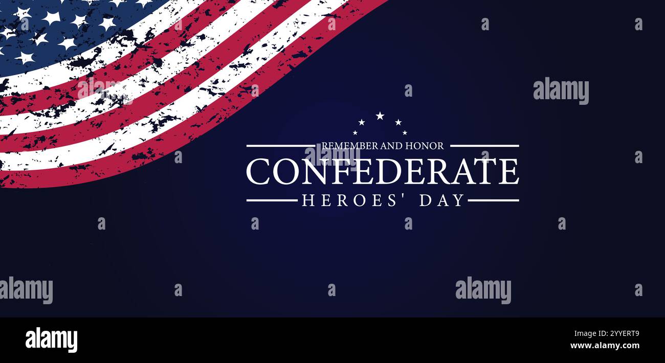 Remembering Confederate Heroes Day on January 19th Stock Vector