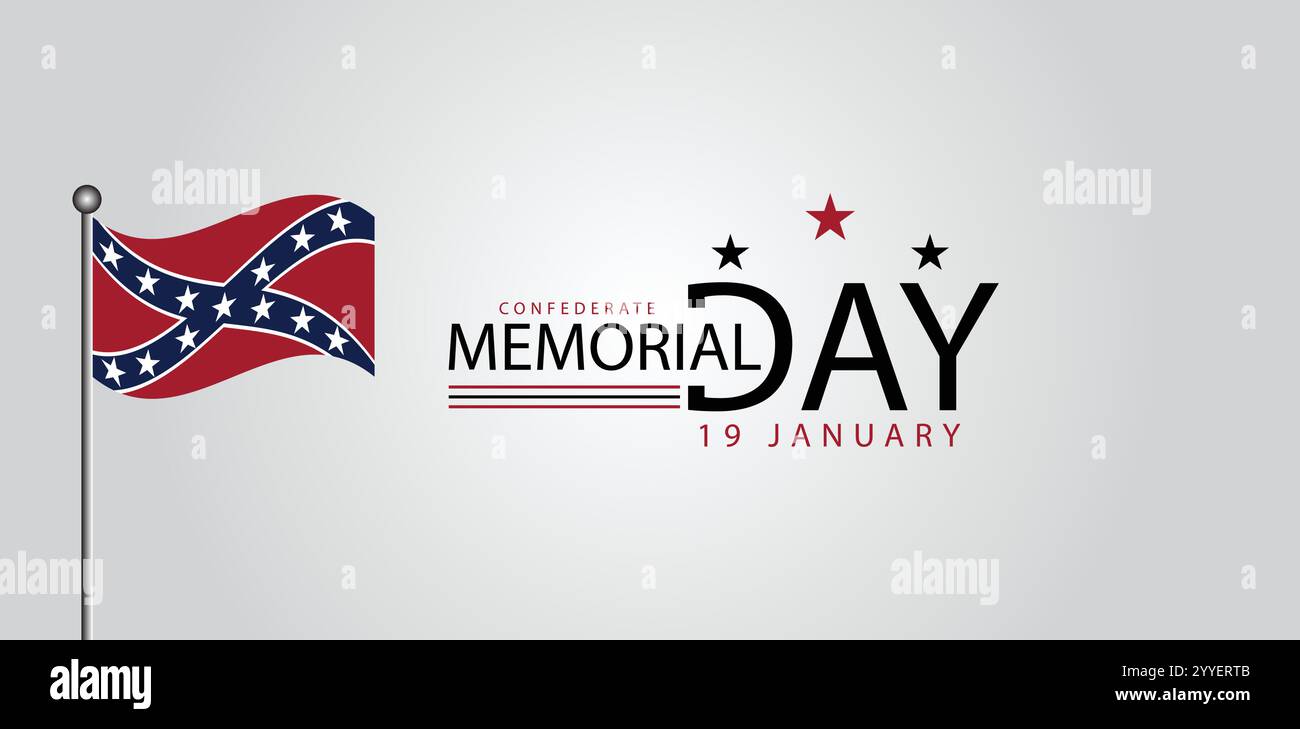 Remembering Confederate Heroes Day on January 19th Stock Vector