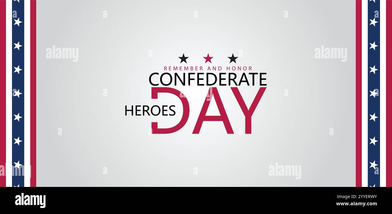 Remembering Confederate Heroes Day on January 19th Stock Vector