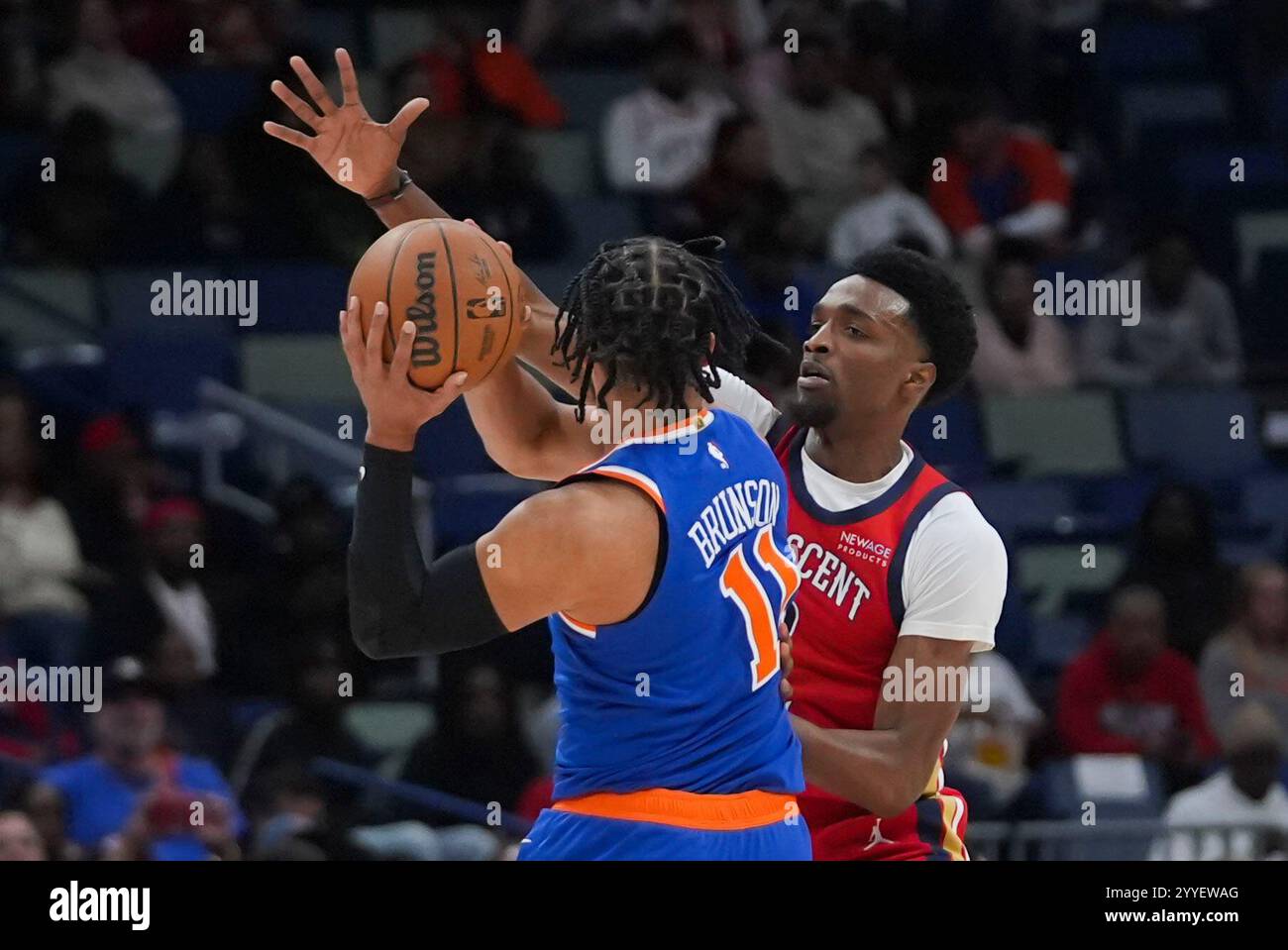 New Orleans Pelicans forward Herbert Jones defends against New York