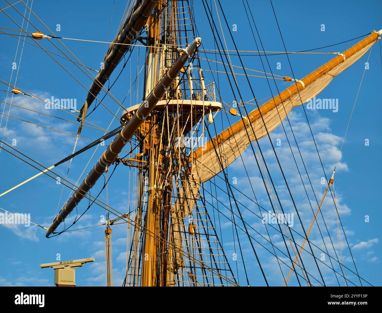 Ropes stretched across the masts of an old ship Stock Photo - Alamy