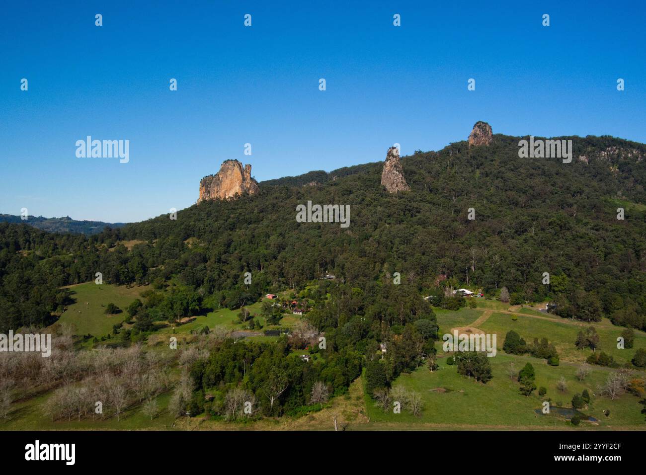 Aerial farming area on the outskirts of Nimbin Northern Rivers New ...