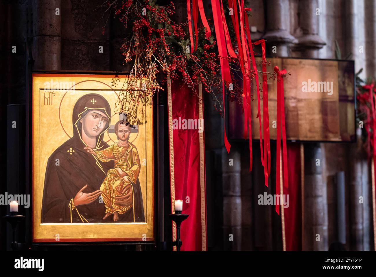 The interior of Westminster Abbey dressed for the Together At Christmas