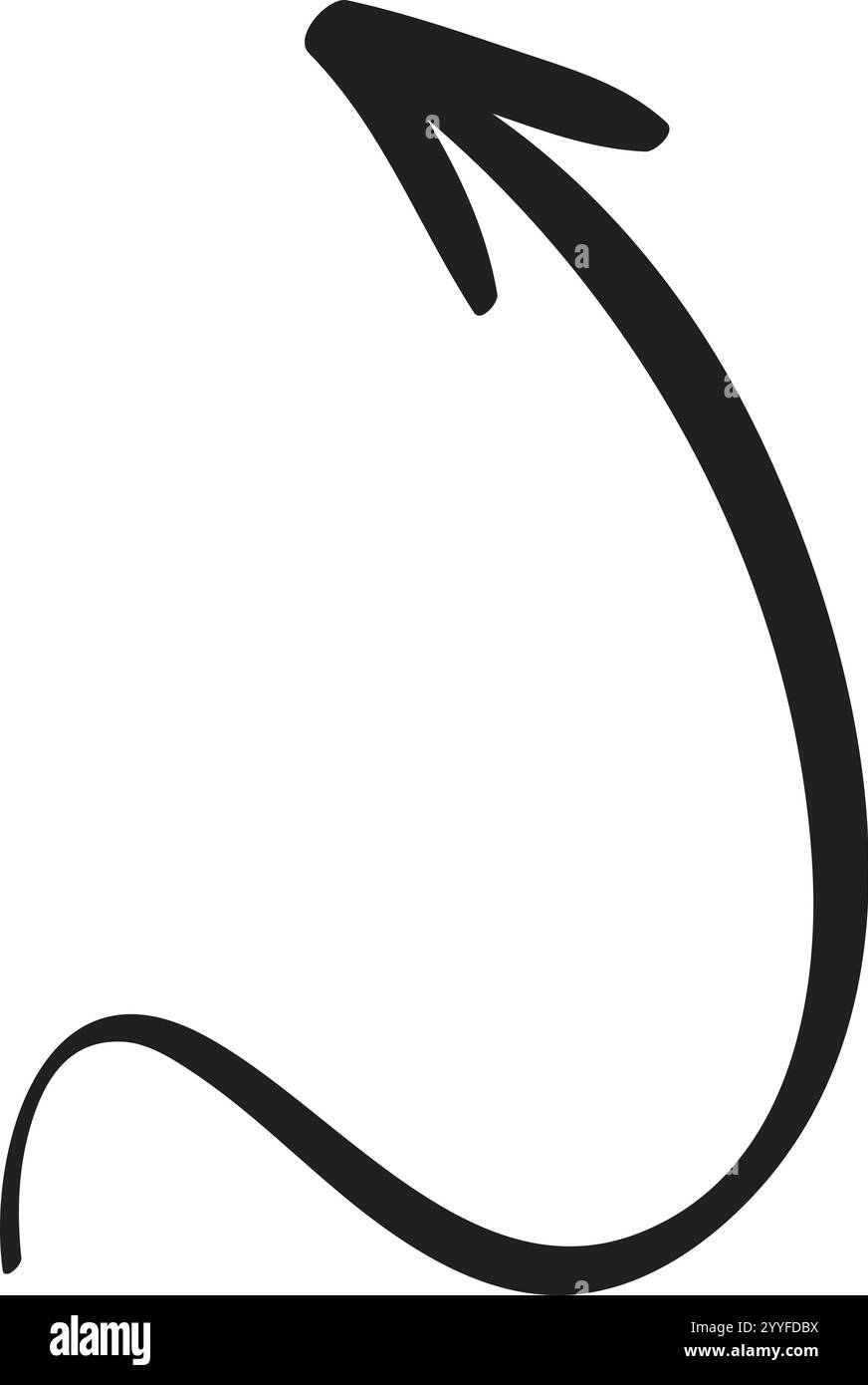 Simple, black, hand drawn arrow pointing upward with a curved line ...