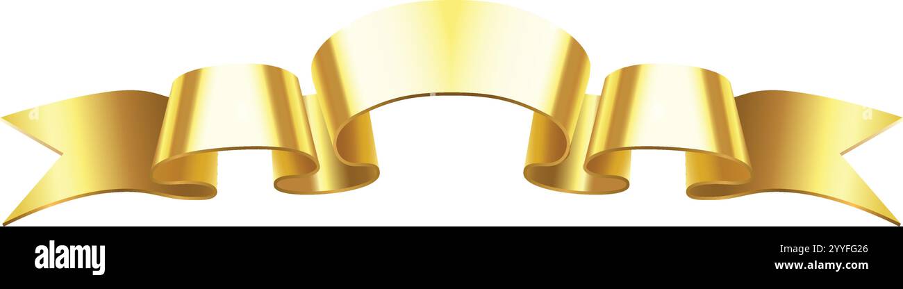 Shiny golden ribbon waving and creating an elegant banner for ...