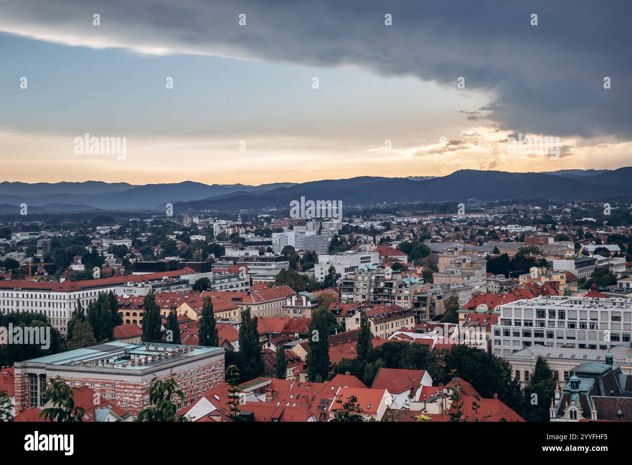 View of View of Ljubljana city centre from the castle hill Stock Photo - Alamy