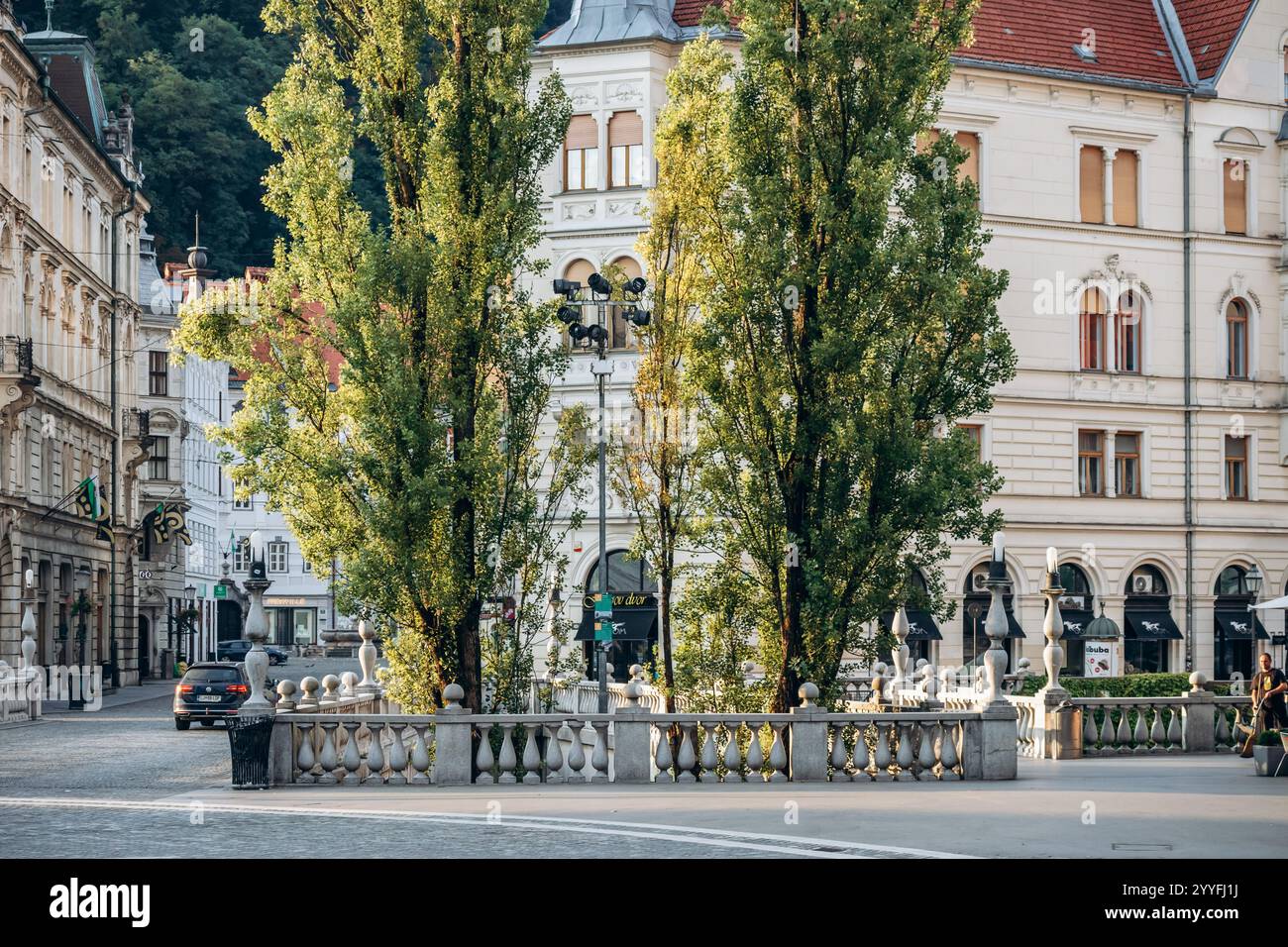 Preseren Square Ljubljana, Slovenia - 14 August 2024: Preseren Square, the central ...