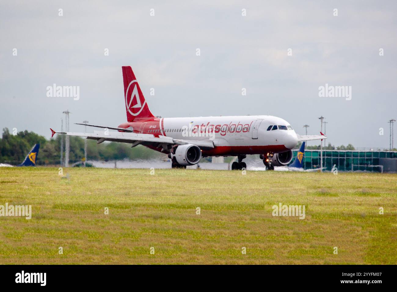 TC-AJO Atlasglobal airlines Airbus A321-232 London Stansted UK - Stock Image