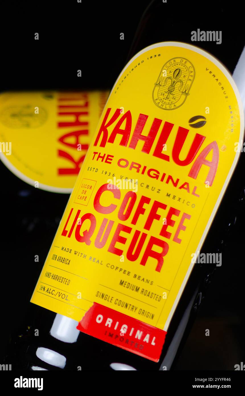 LONDON, UK - 27 MARCH 2024 Kahlua Original coffee liqueur is the main ...