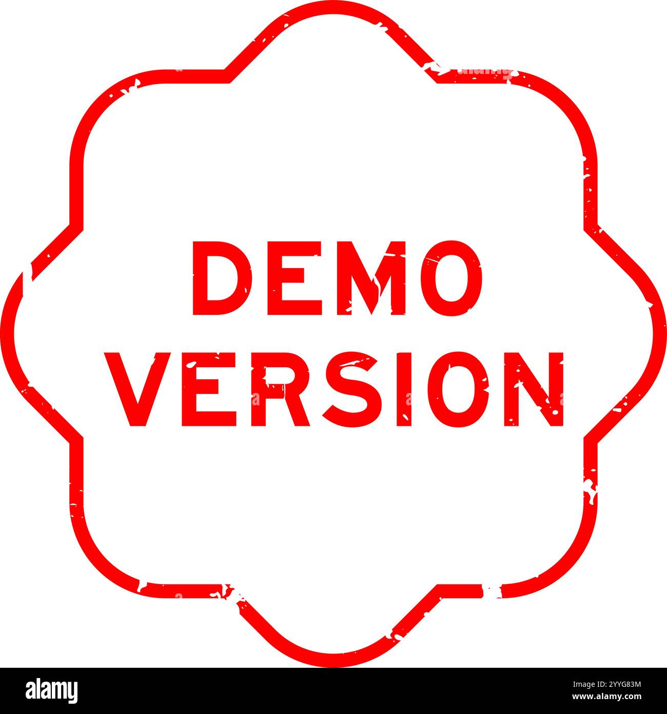 Grunge red demo version word rubber seal stamp on white background