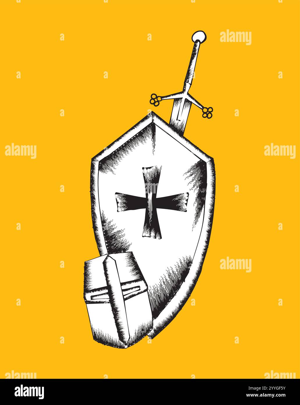 Steel crusader knight shield and cross Stock Vector Images - Alamy