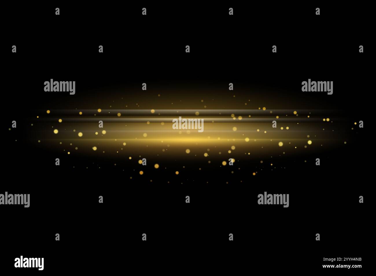 Golden Light Streaks with Sparkling Particles on Black Background ...