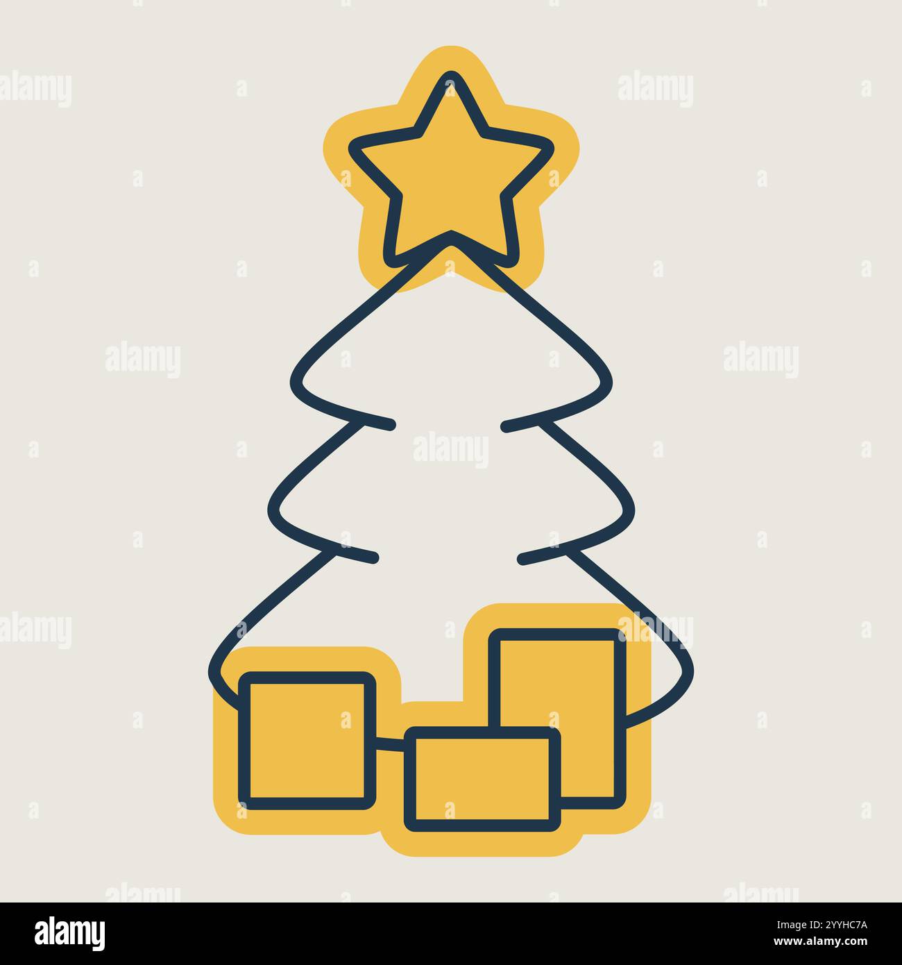Christmas tree with presents vector icon. Winter sign. Graph symbol for ...