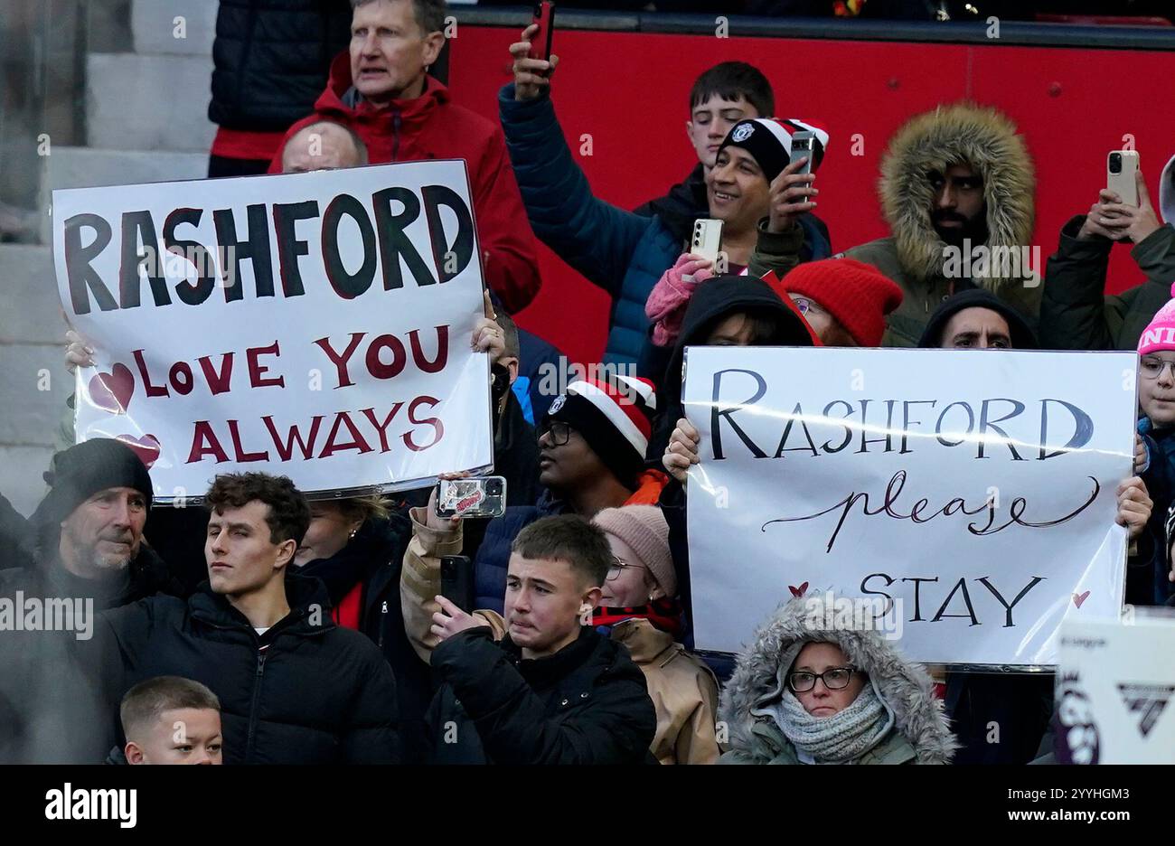 Manchester, England, 22nd December 2024 Manchester United fans show