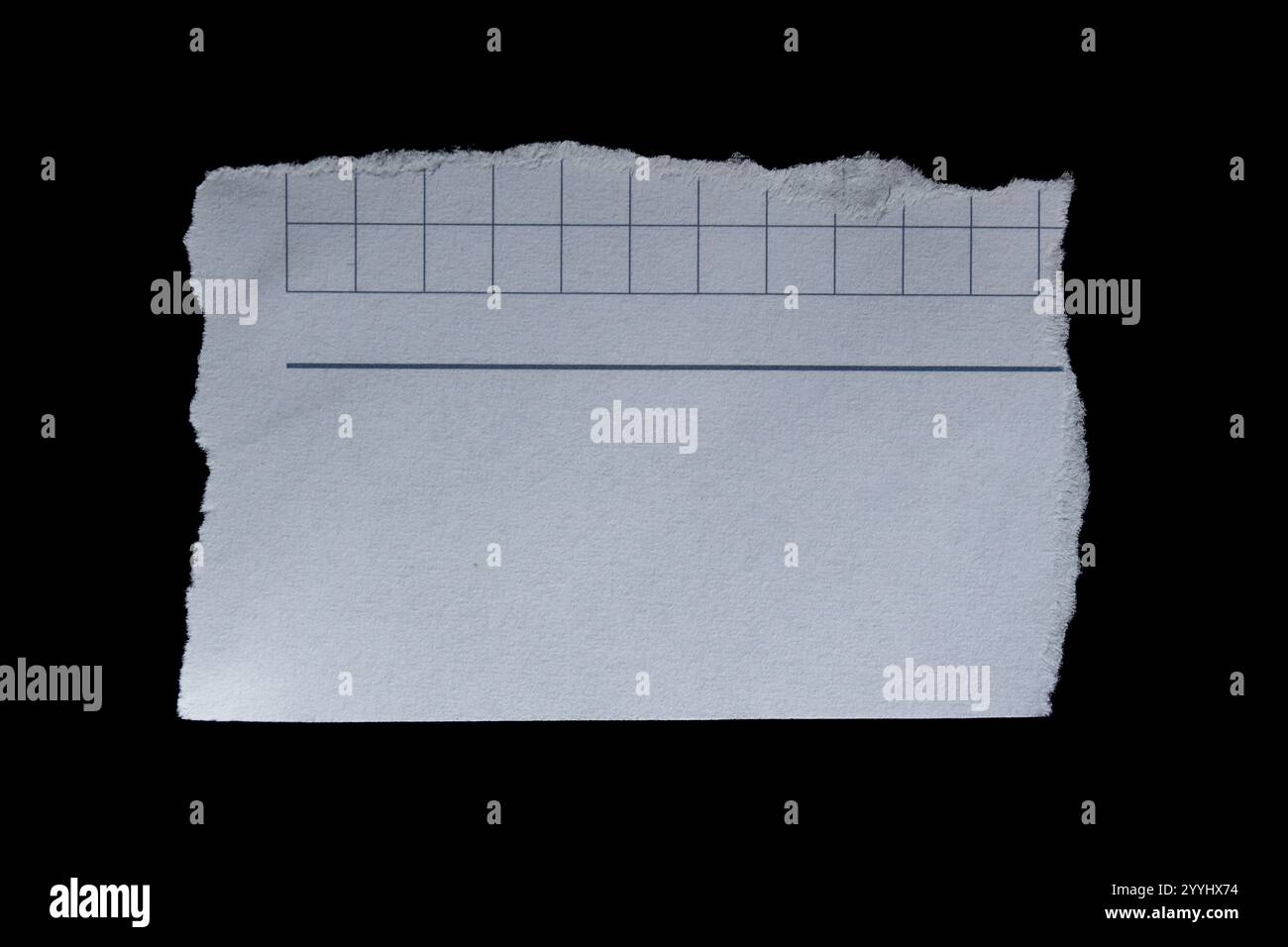 Ripped torn paper piece with edges isolated on black background Stock ...