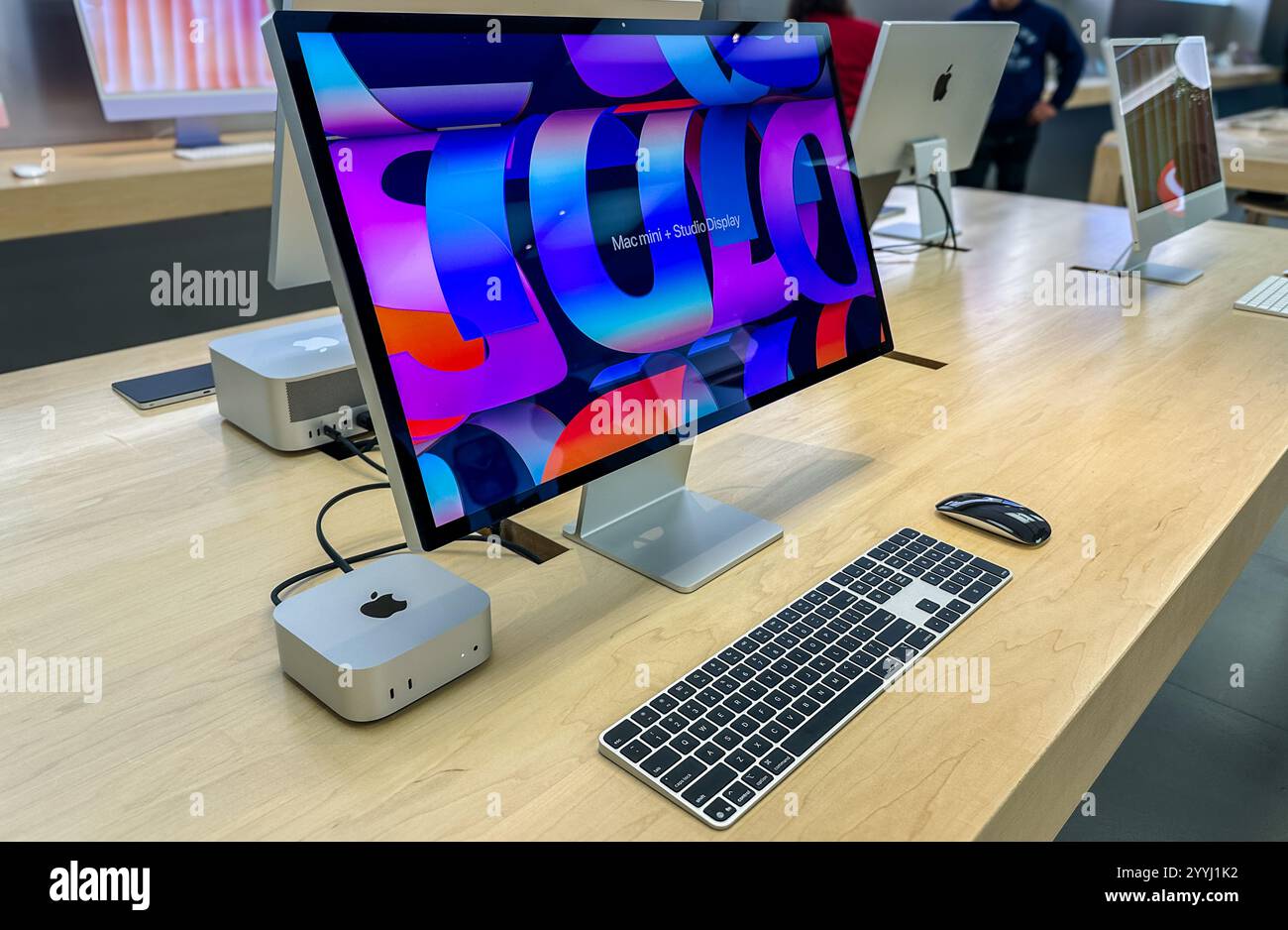 iMac Computer on display in an Apple Store - Smartphone Captured Stock Image