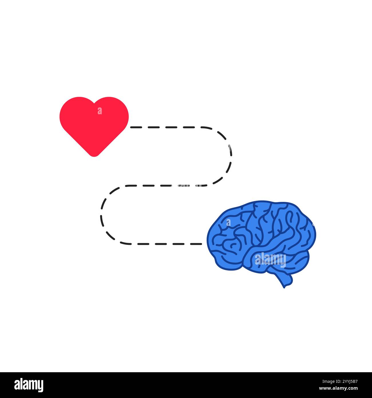 easy way from heart to linear brain Stock Vector
