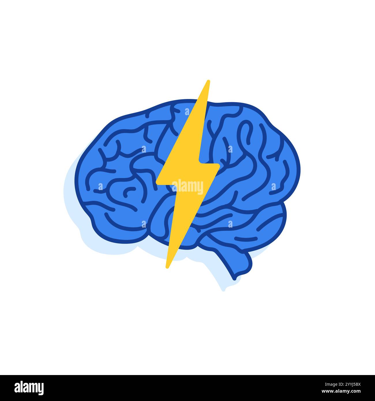 lightning with brain like brainstorm icon Stock Vector