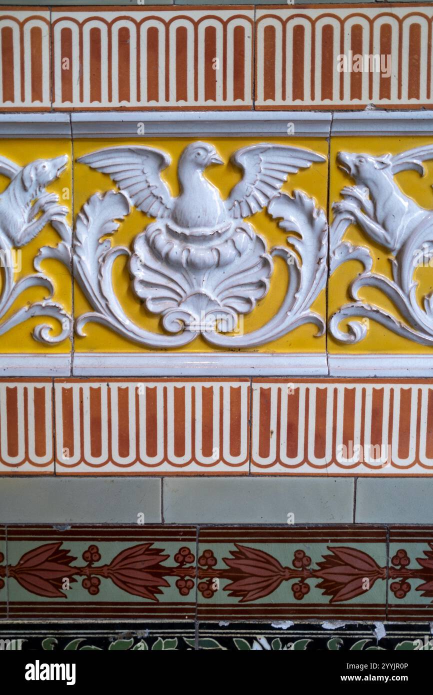 Historic Ceramic Tiles in the Old Library in Cardiff South Wales Stock ...