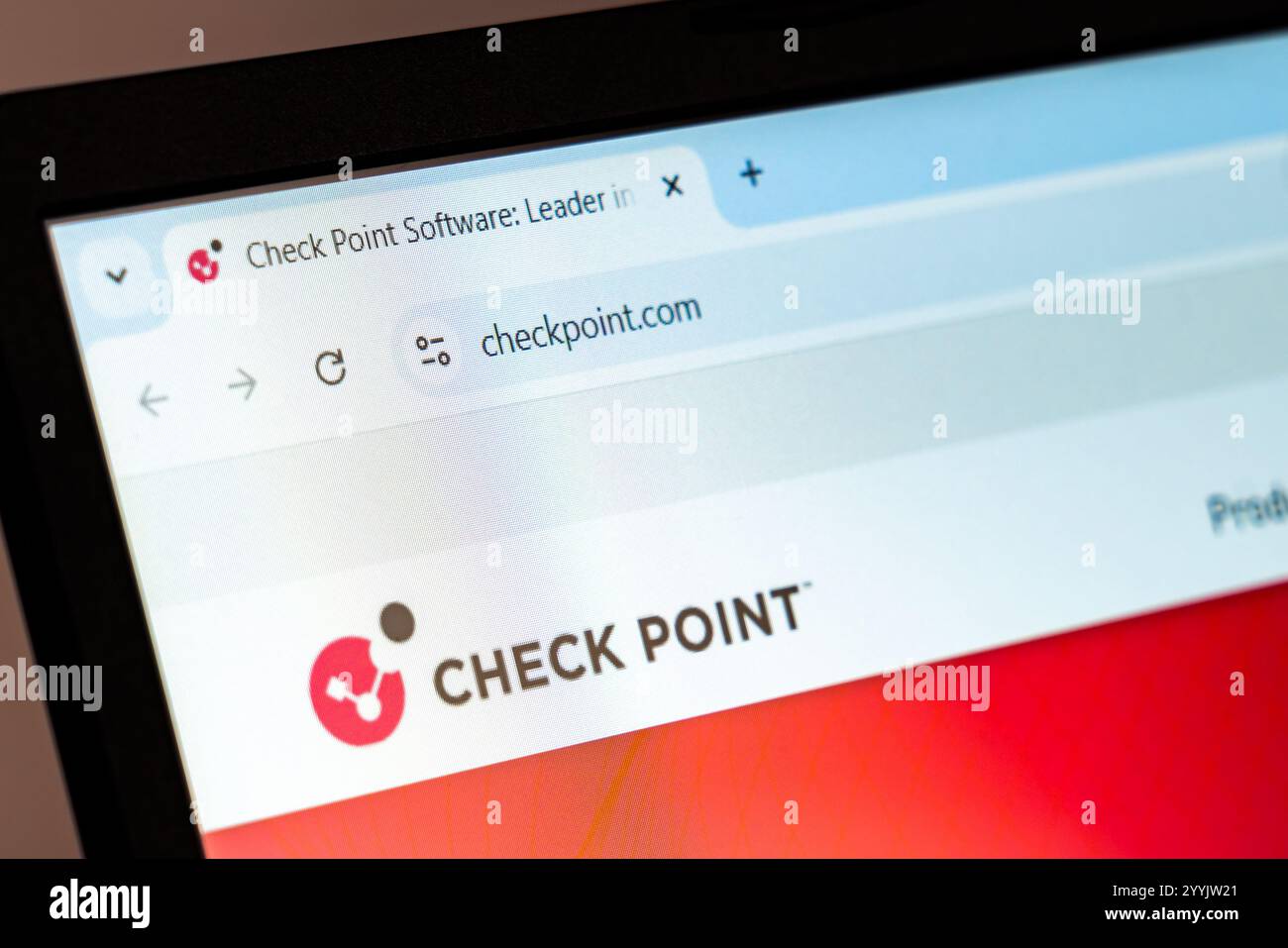 New York, USA - December 21, 2024: Check Point Software website homepage displayed on laptop screen with logo. Cybersecurity company offering advanced Stock Photo