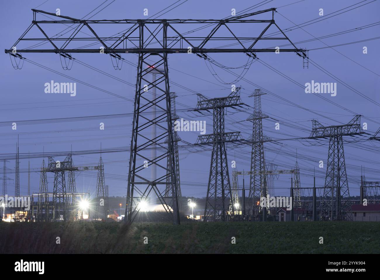 Pylons twilight high voltage hi-res stock photography and images - Alamy