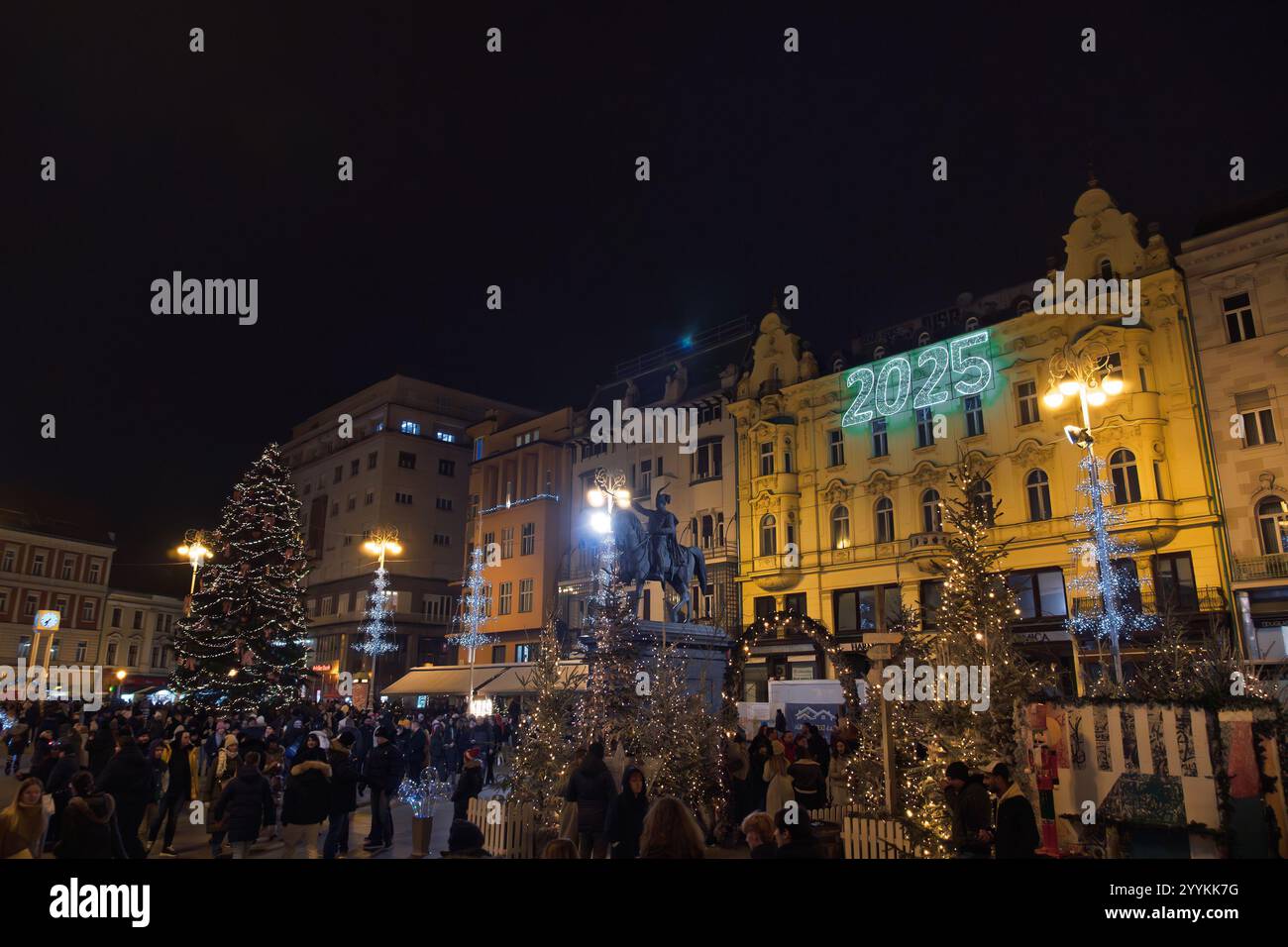 Zagreb, Croatia Christmas decorated Ban Josip Jelacic Main Square Zagreb, Croatia Christmas decorated Ban Josip Jelacic Main Square