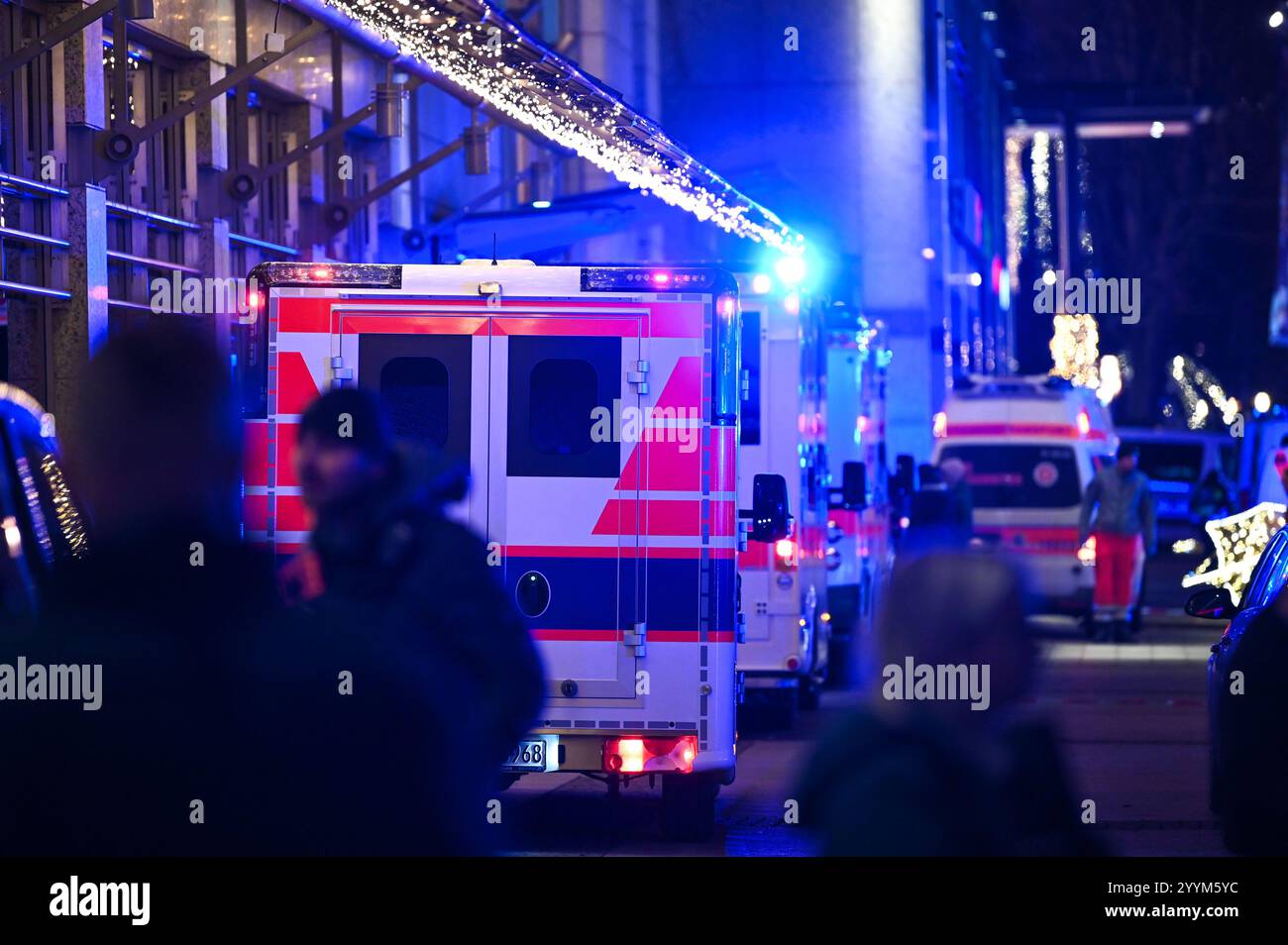 20 December 2024, SaxonyAnhalt, Magdeburg Emergency vehicles are
