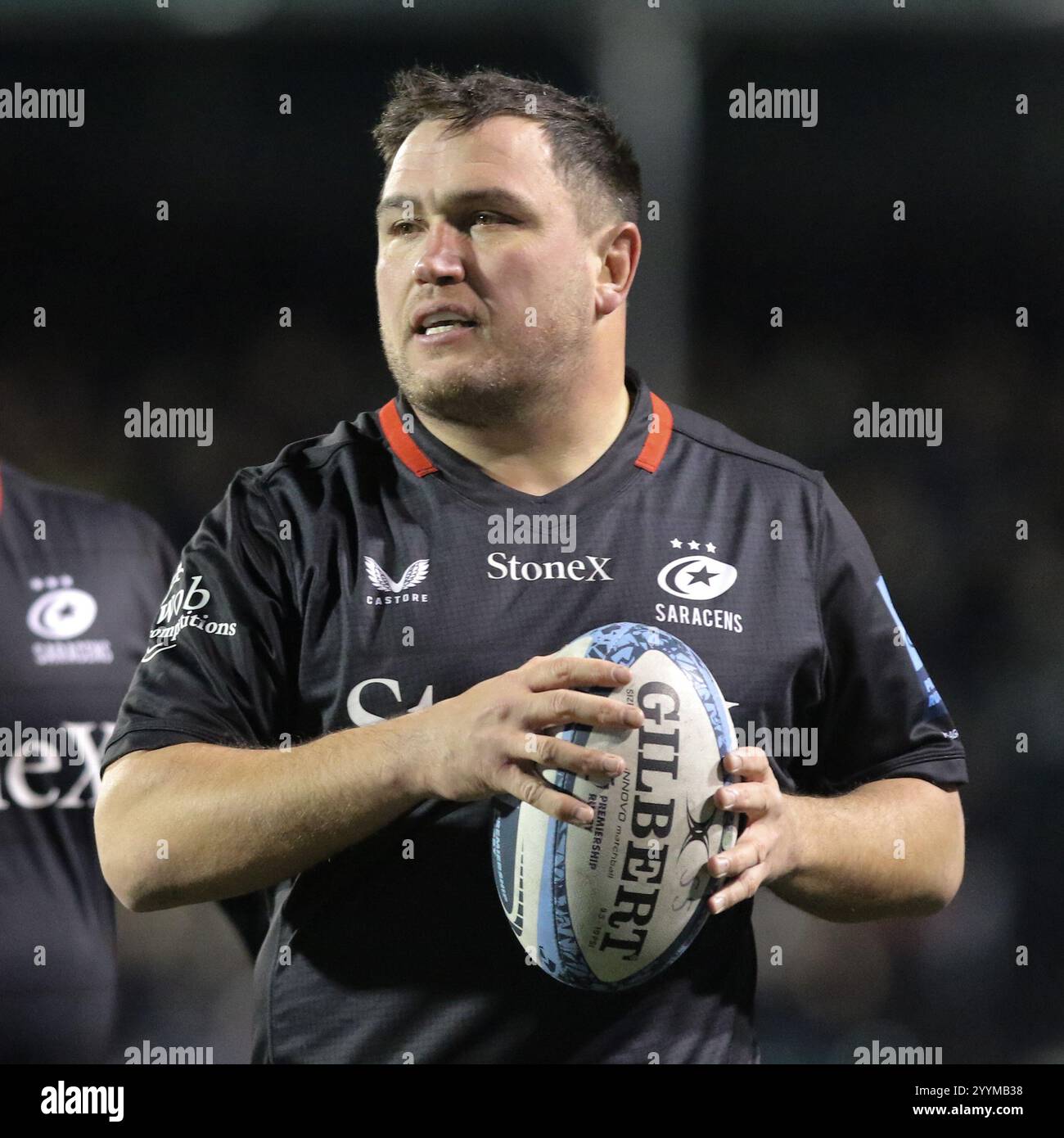 Hendon, London, UK. 22nd Dec, 2024. Hendon, London, England, December 22 2024: Jamie George (16 Saracens) holds onto the ball during the Gallagher Premiership Rugby game between Saracens and Northampton Saints at StoneX Stadium in Hendon, London, England. (Jay Patel/SPP) Credit: SPP Sport Press Photo. /Alamy Live News Stock Photo