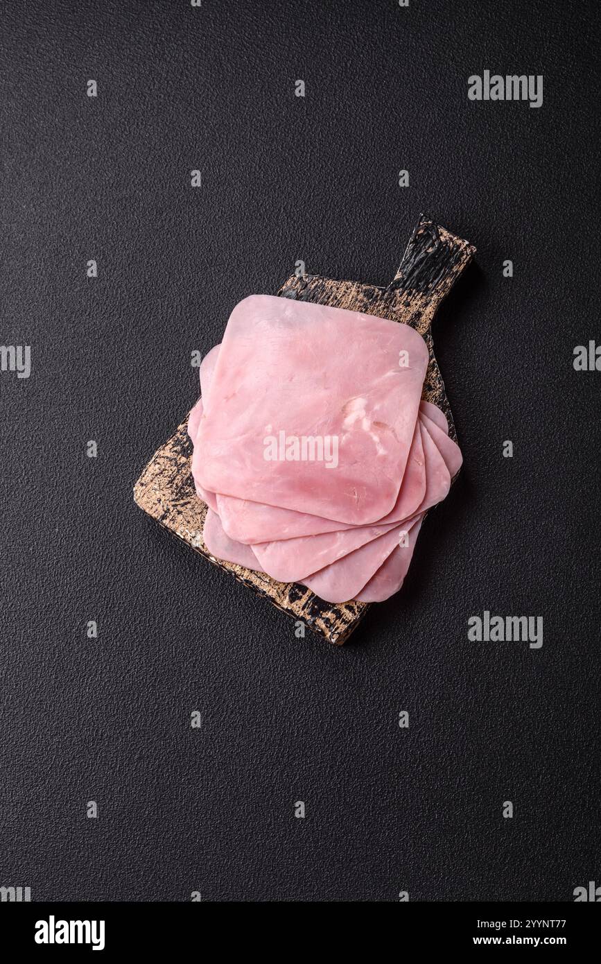 Ham cut into square slices for making delicious nutritious sandwiches ...