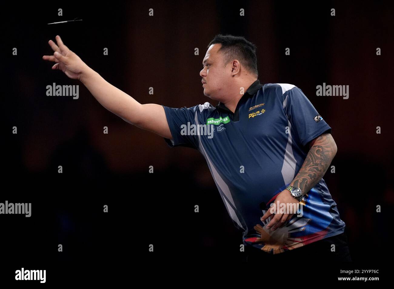 Paolo Nebrida during his match against Ross Smith on day eight of the