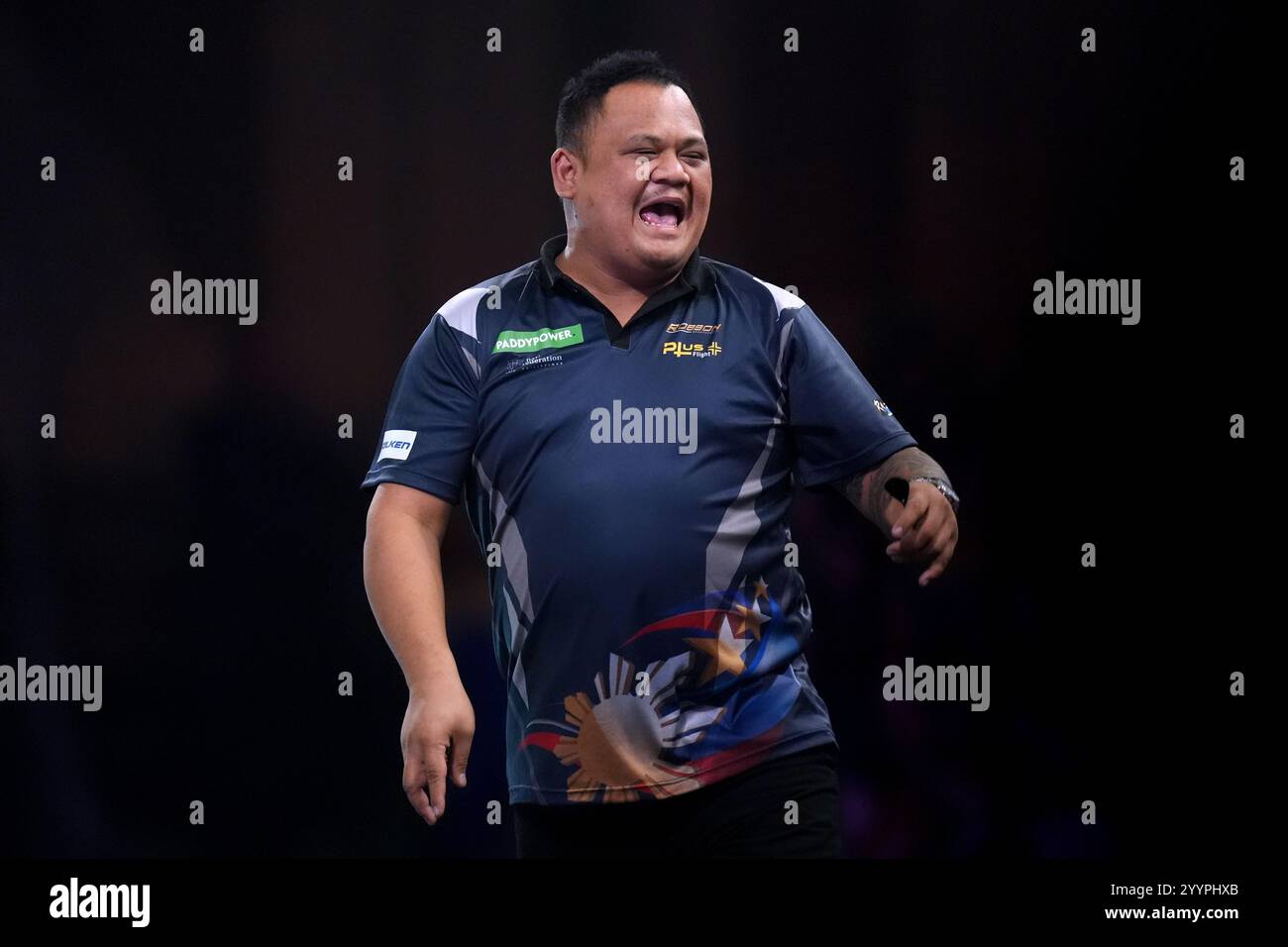 Nebrida Paolo Nebrida celebrates defeating Ross Smith on day eight of the Paddy ...