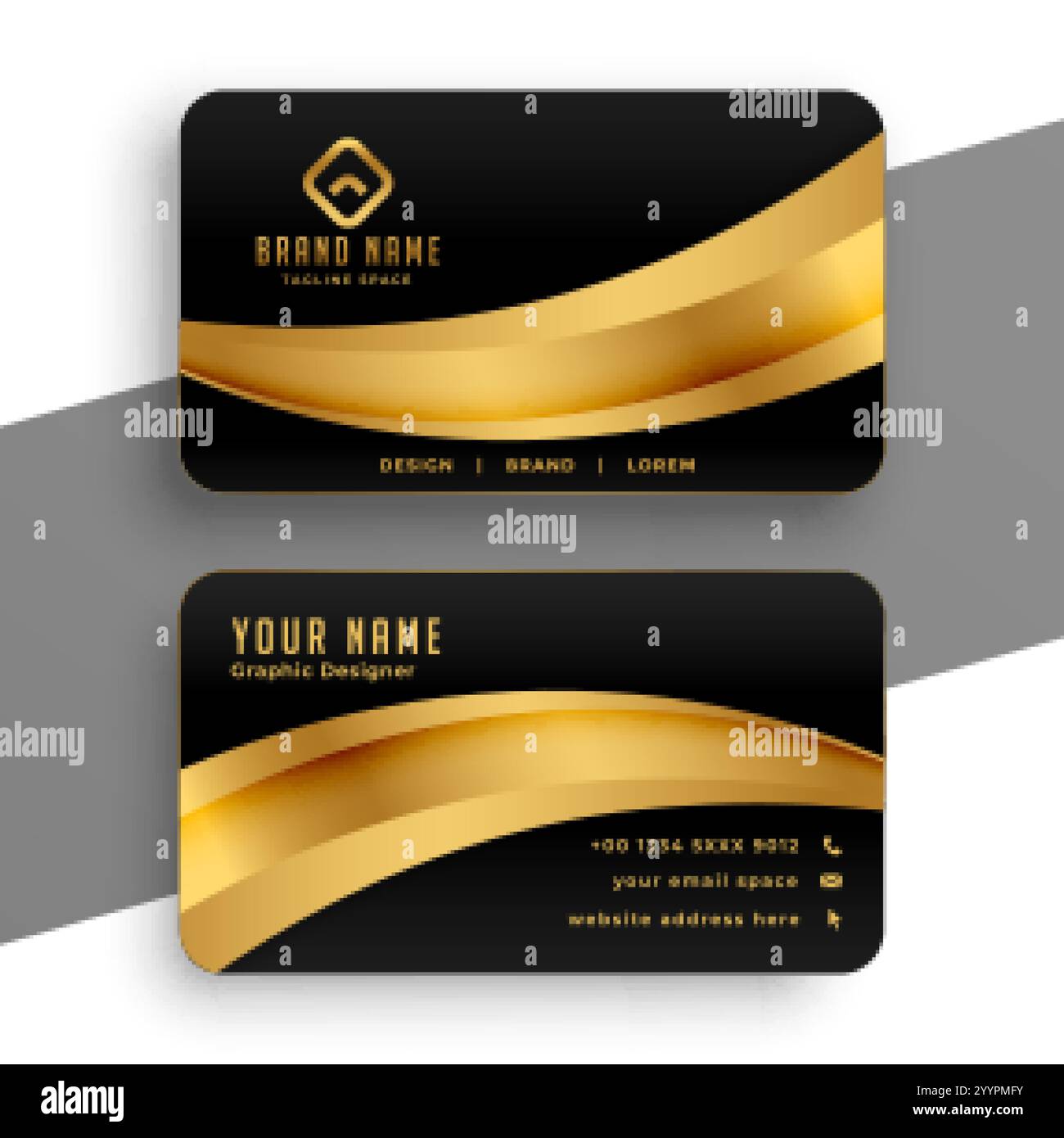 golden wave business card premium design Stock Vector Image & Art - Alamy
