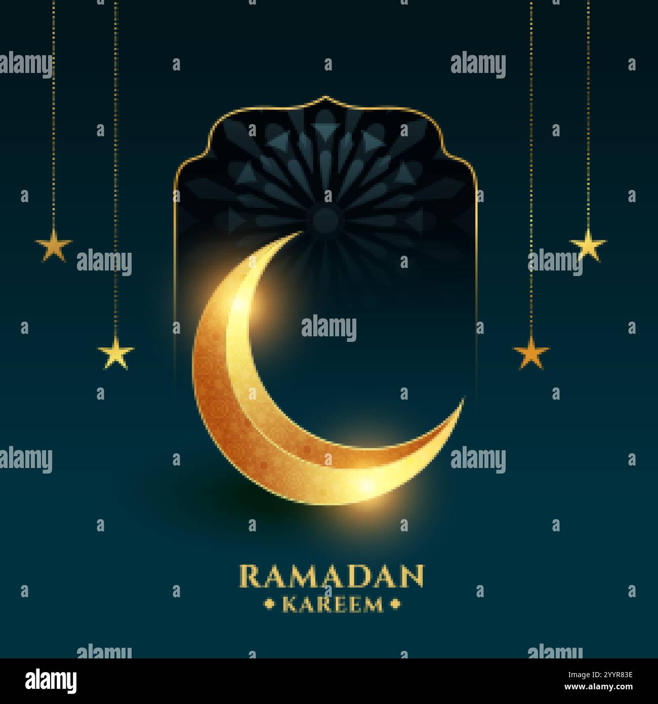 ramadan kareem background with golden crescent moon Stock Vector Image ...